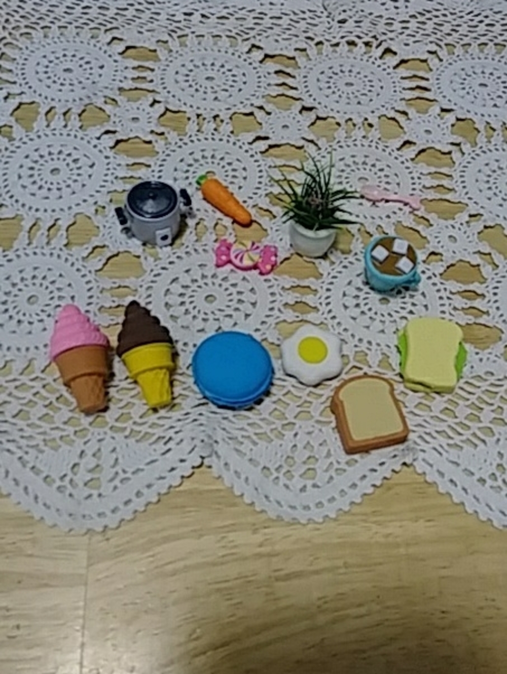 Miniature doll accessories - food, potted plant, spoon, etc.